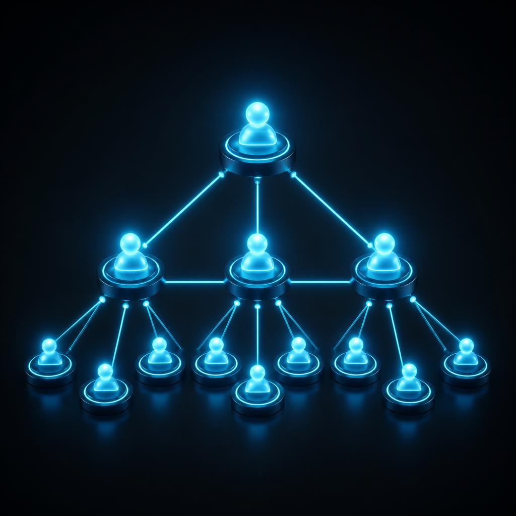 Three-level referral network illustration